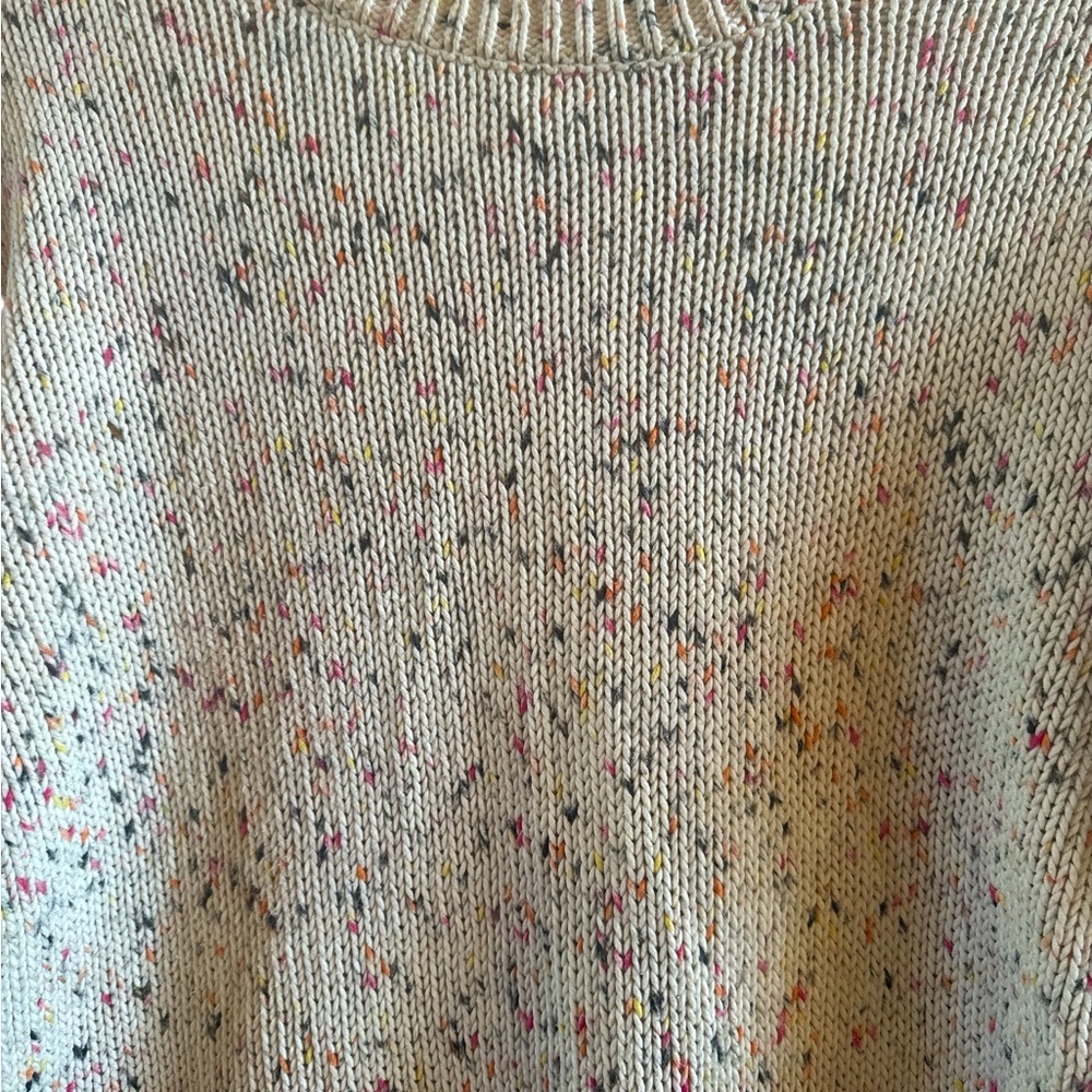 J.Jill Women’s Size Small Cotton Knit Cream Speckled Crewneck Sweater - Picture 3 of 9
